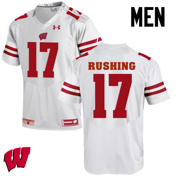 Wisconsin Badgers Men's #17 George Rushing NCAA Under Armour Authentic White College Stitched Football Jersey HV40Q21DU